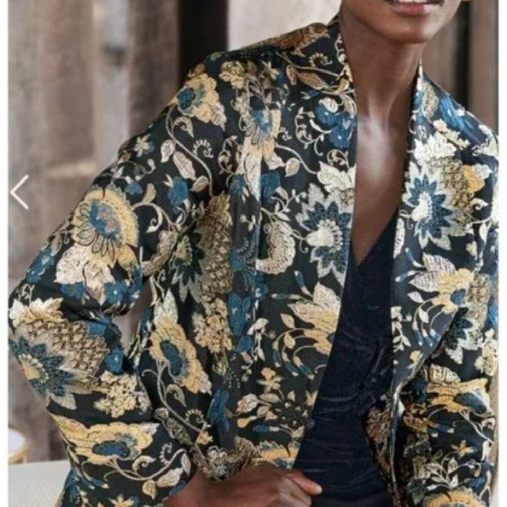 Soft Surroundings Viola Jacquard Jacket Holiday Party Festive Season